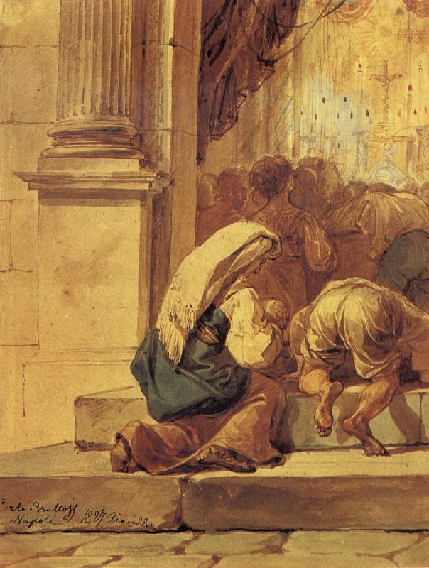 Karl Briullov Scene on the threshold of a church